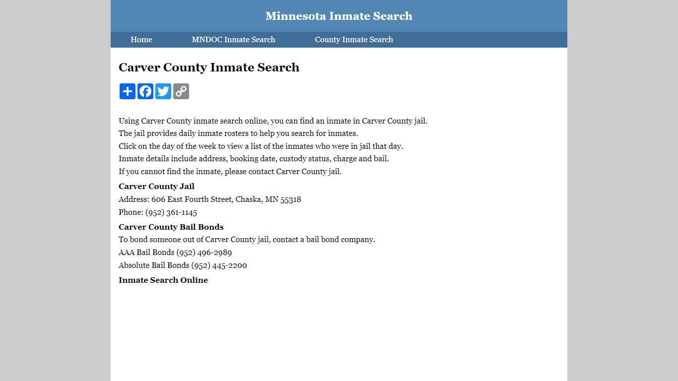 Carver County Inmate Search